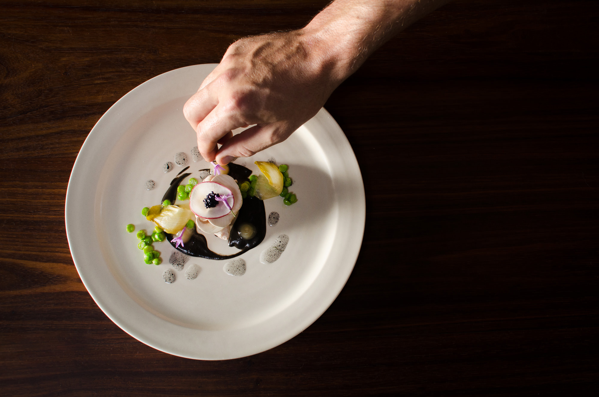 SEA BASS | Mushrooms, kohlrabi, lime, Nero and radish